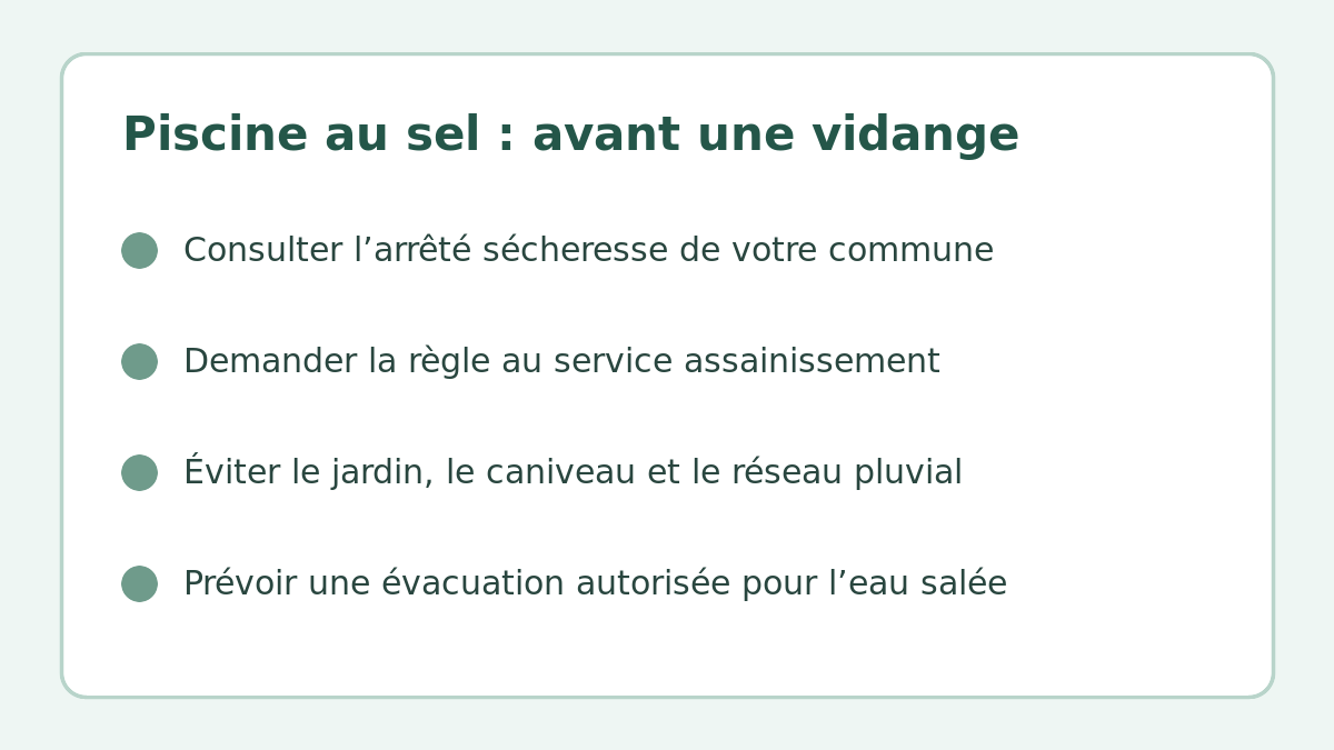 Les vérifications à faire avant de vider une piscine au sel
