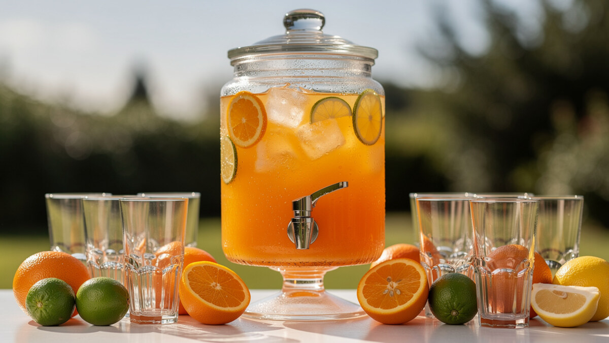 Grand distributeur de punch aux agrumes pour un buffet de 50 personnes